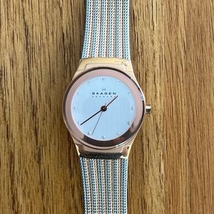 Skagen two tone rose gold and stainless steel watch